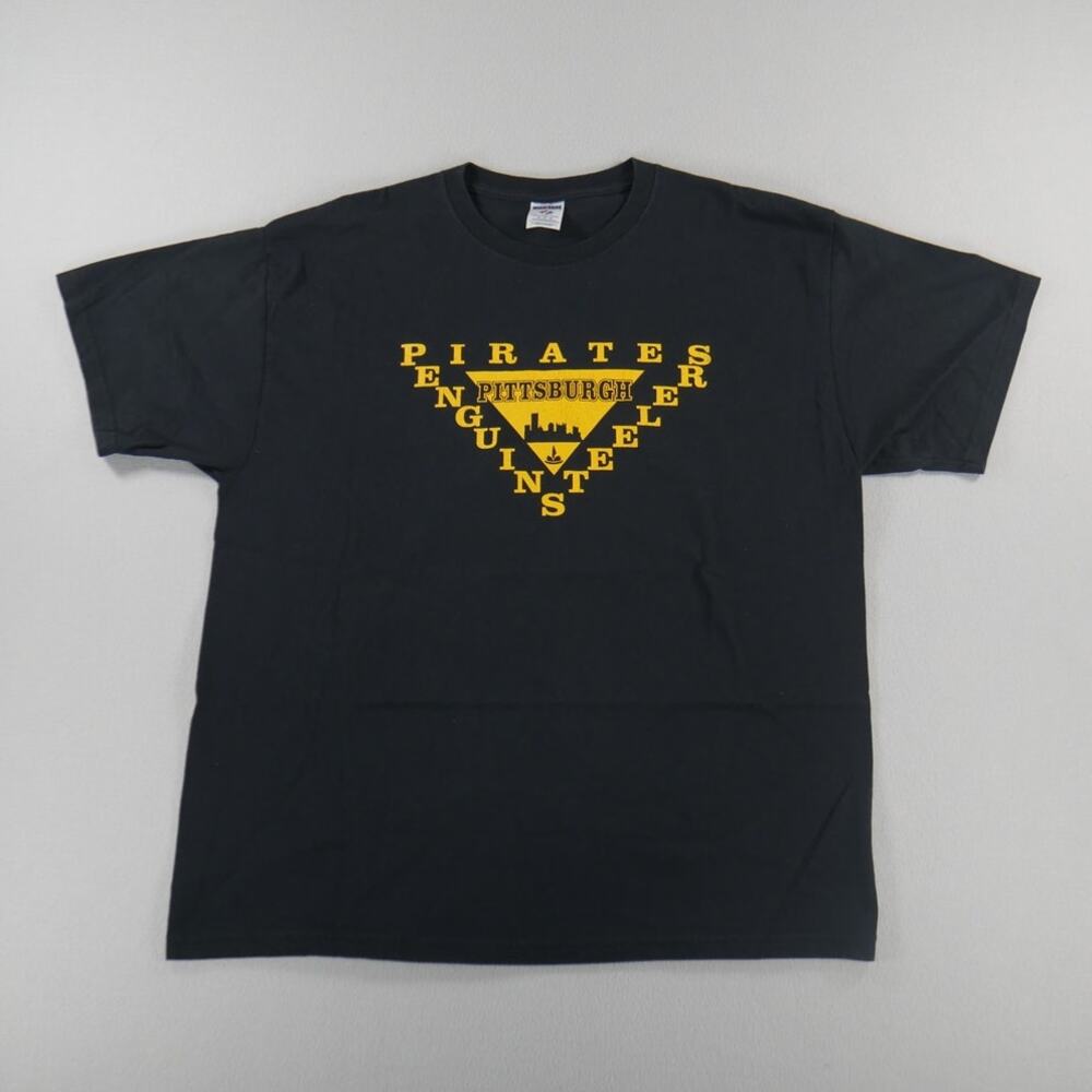 Vintage Y2K Jerzees Pittsburgh Sports Teams Black/Yellow‎ Mens Size XL